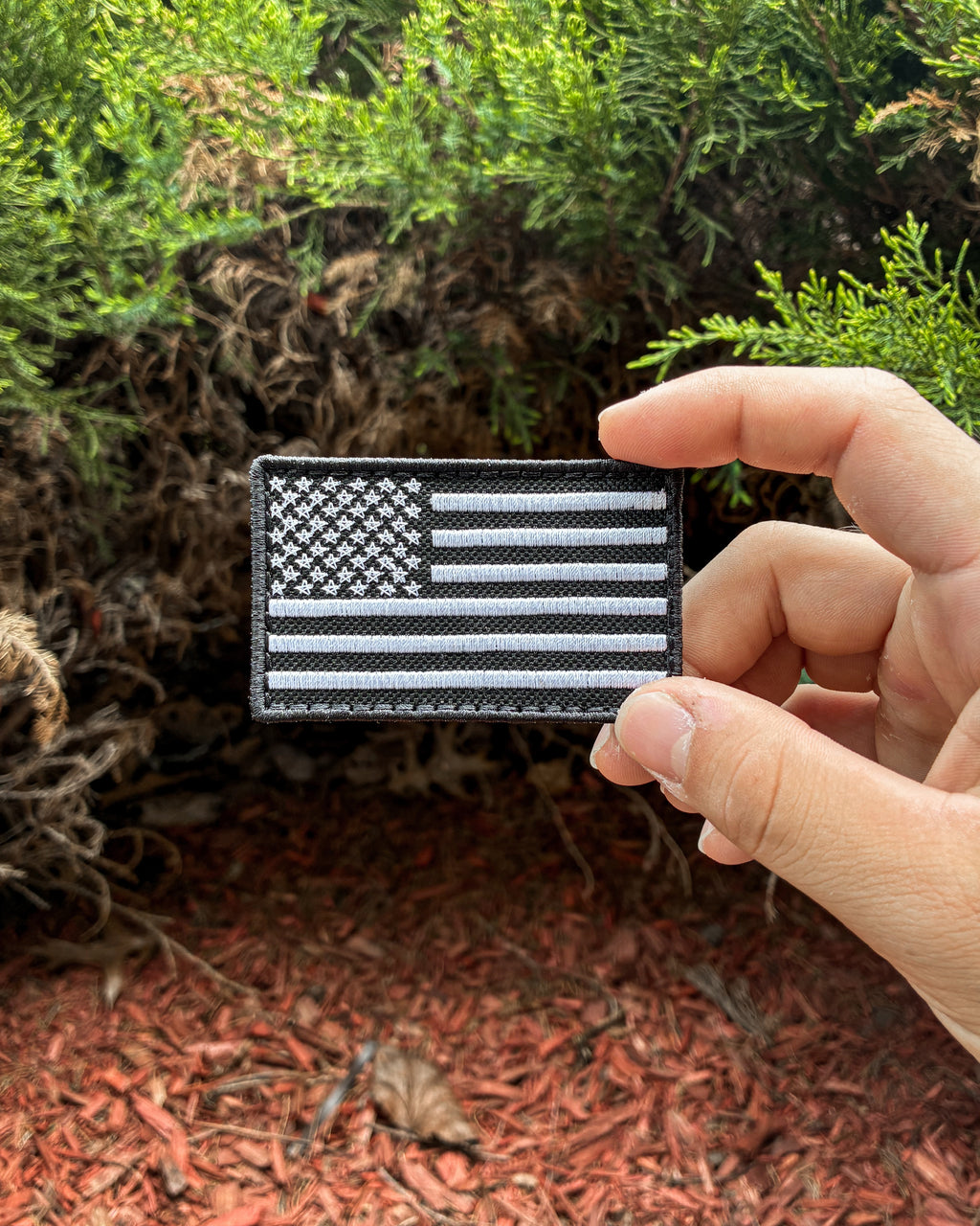 WHITE AMERICAN FLAG VELCRO PATCH 3X5 IN